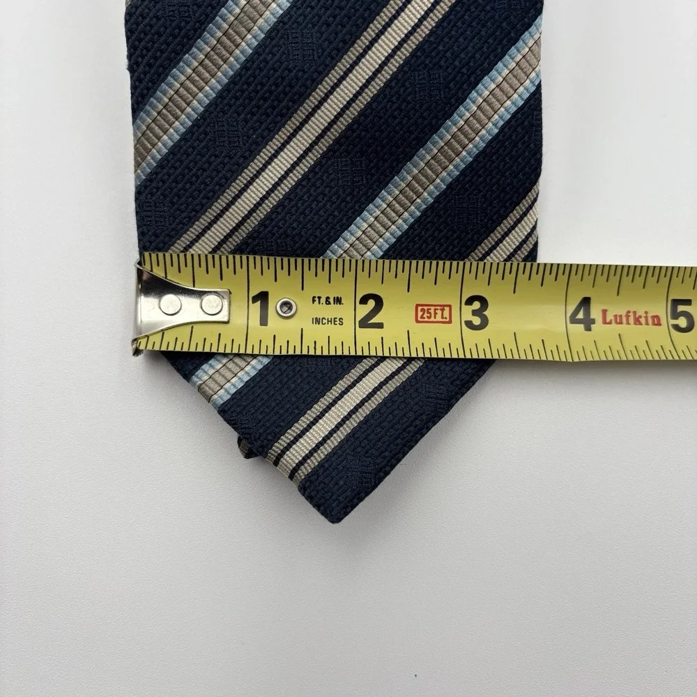 Givenchy Paris Silk Tie Navy Blue Tan Light Blue Diagonal Stripe Made in Italy